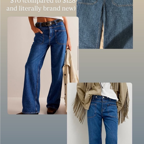 Free People Dark Blue Flare Jeans - Picture 1 of 1